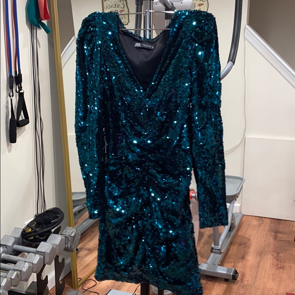 Zara Green Sequence Dress